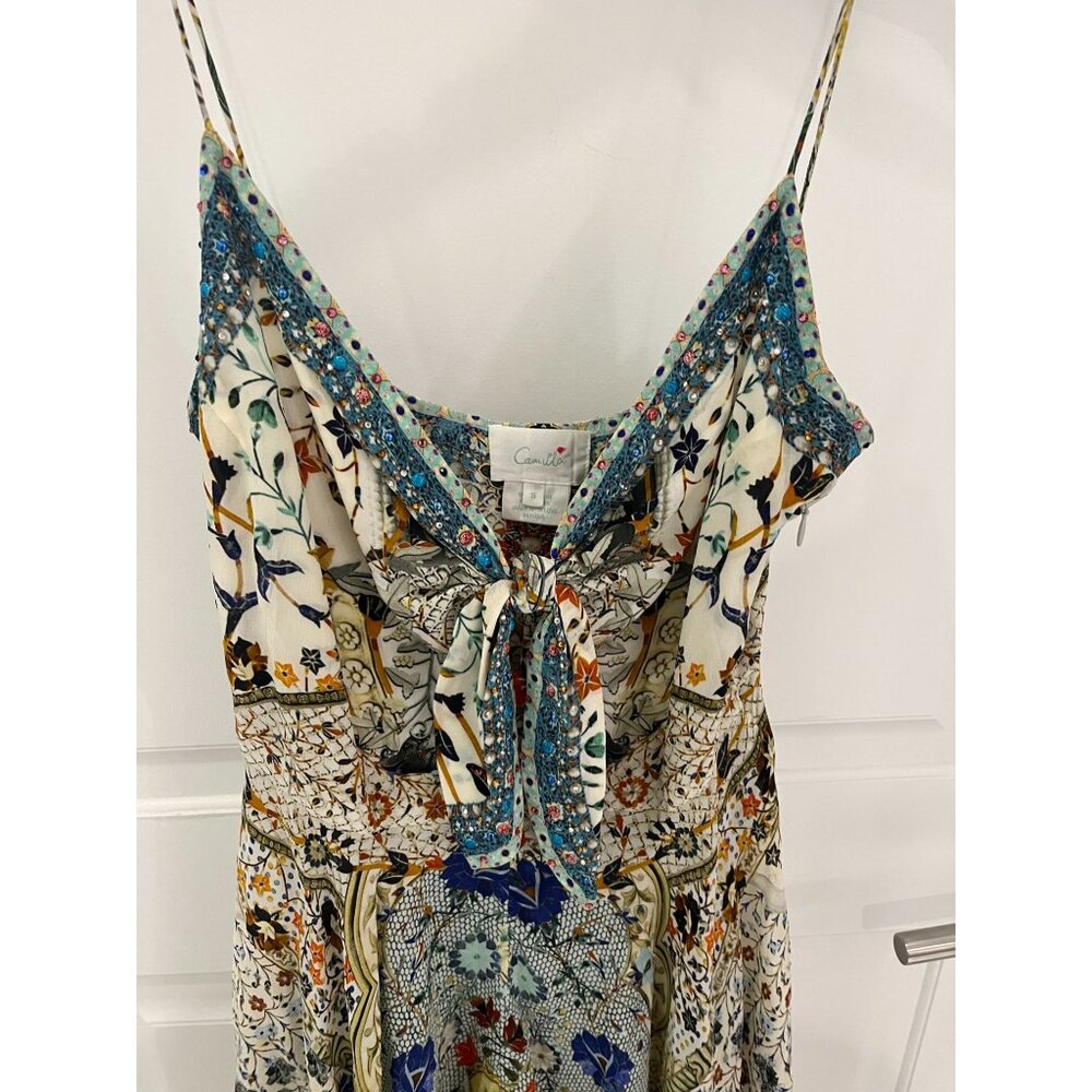 Camilla S SMALL Silk Tie Waist Butterfly Effect Embellished Sequin Dress Festiva - Picture 6 of 14